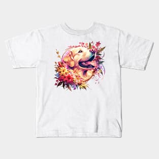 Golden Retriever Radiates Love on Mothers Day - Ideal Dog Mom Gift Kids T-Shirt